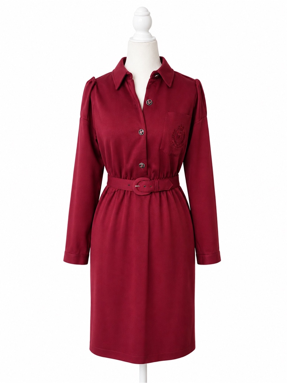 Vintage 80s Rhobes Collections Sweater Dress Red Belted Secretary Old Money